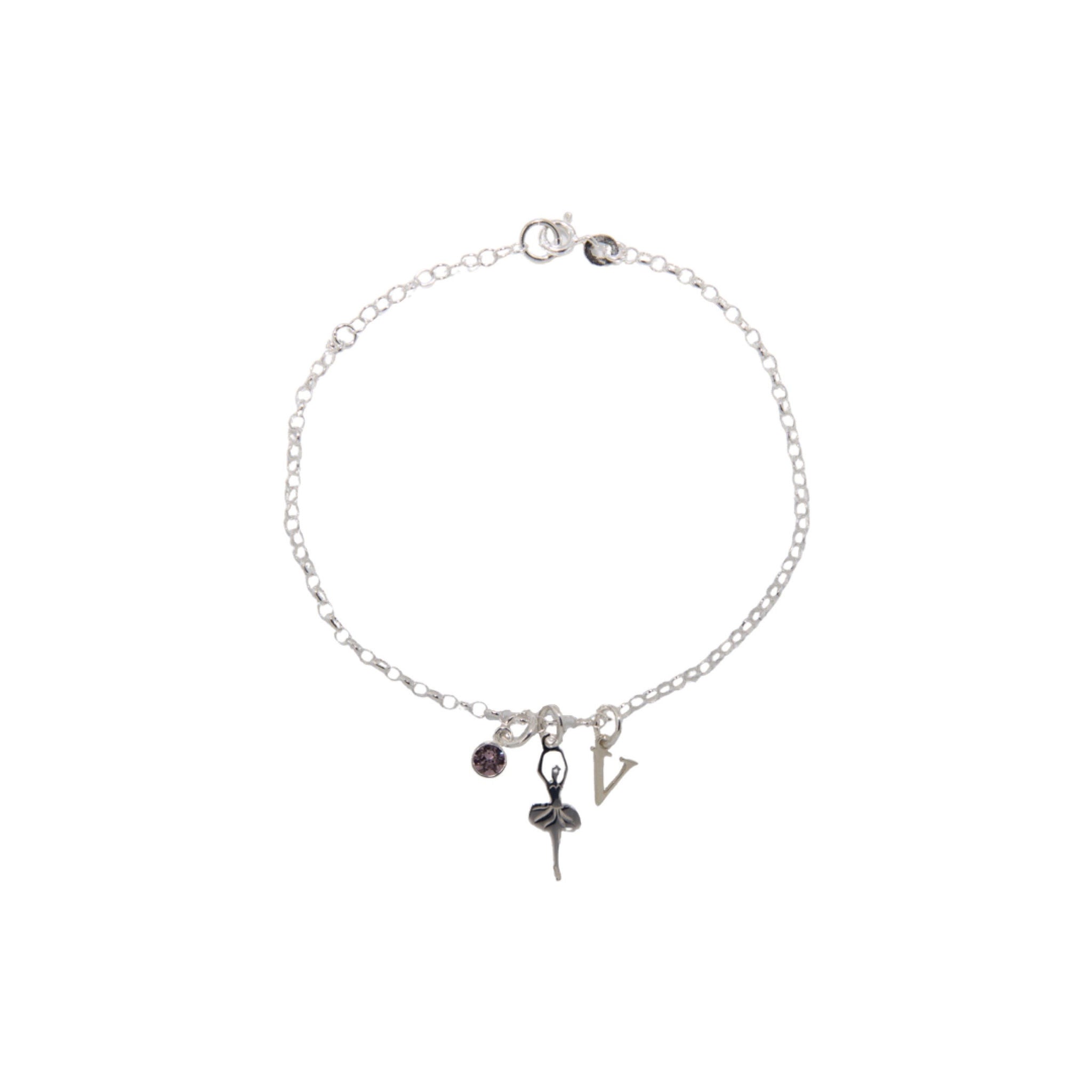 Sterling Silver Personalised Ballet Dancer Bracelet