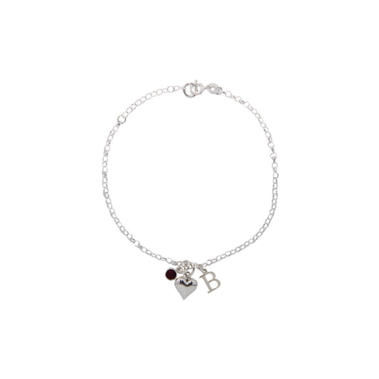 Sterling Silver Personalised Heart Bracelet