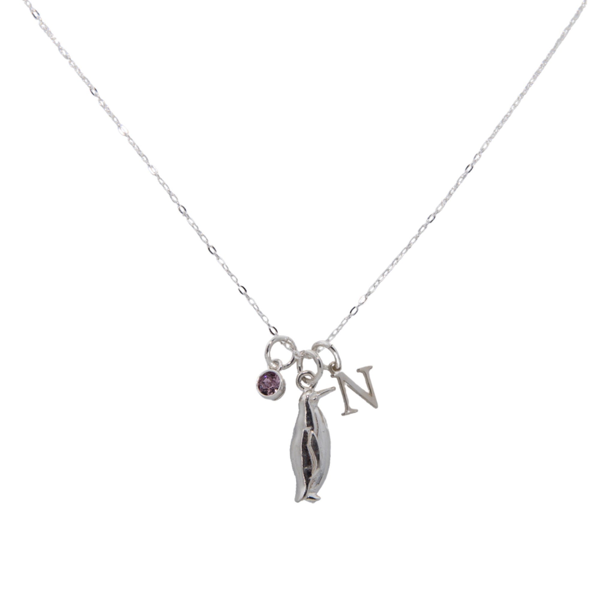 Sterling Silver Personalised Penguin Necklace