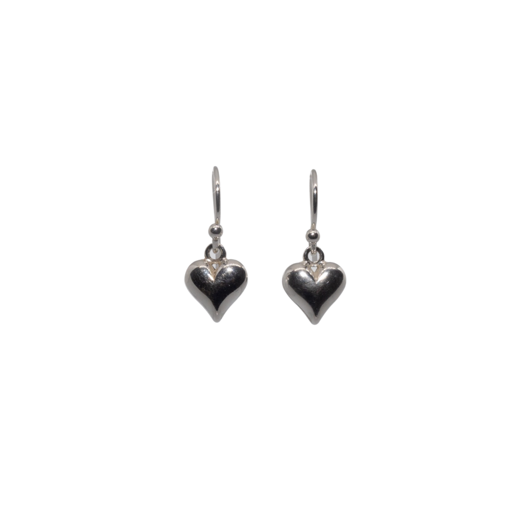 Sterling Silver Puff Heart Earrings