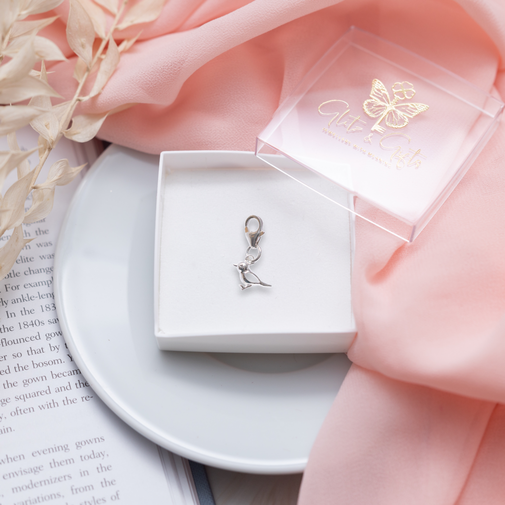 Sterling Silver Sparrow Bird Clip Charm