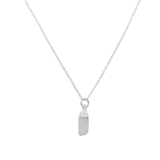 Sterling Silver Crystal Quartz Necklace - April Birthstone