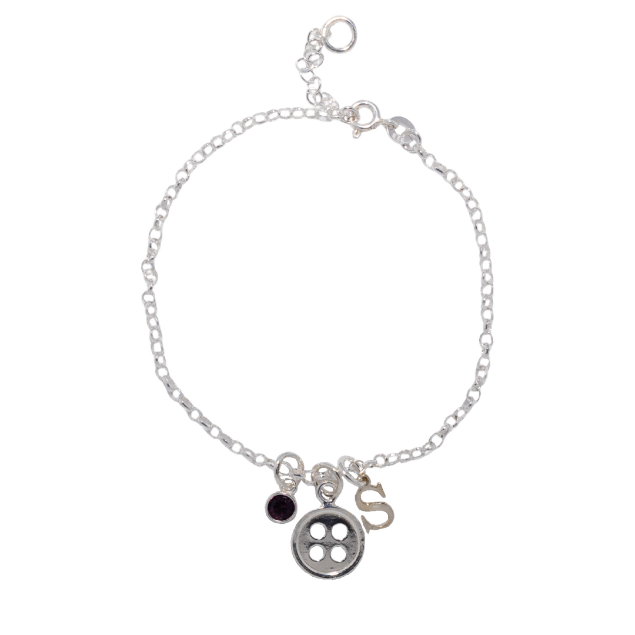 Sterling Silver Personalised Button Bracelet