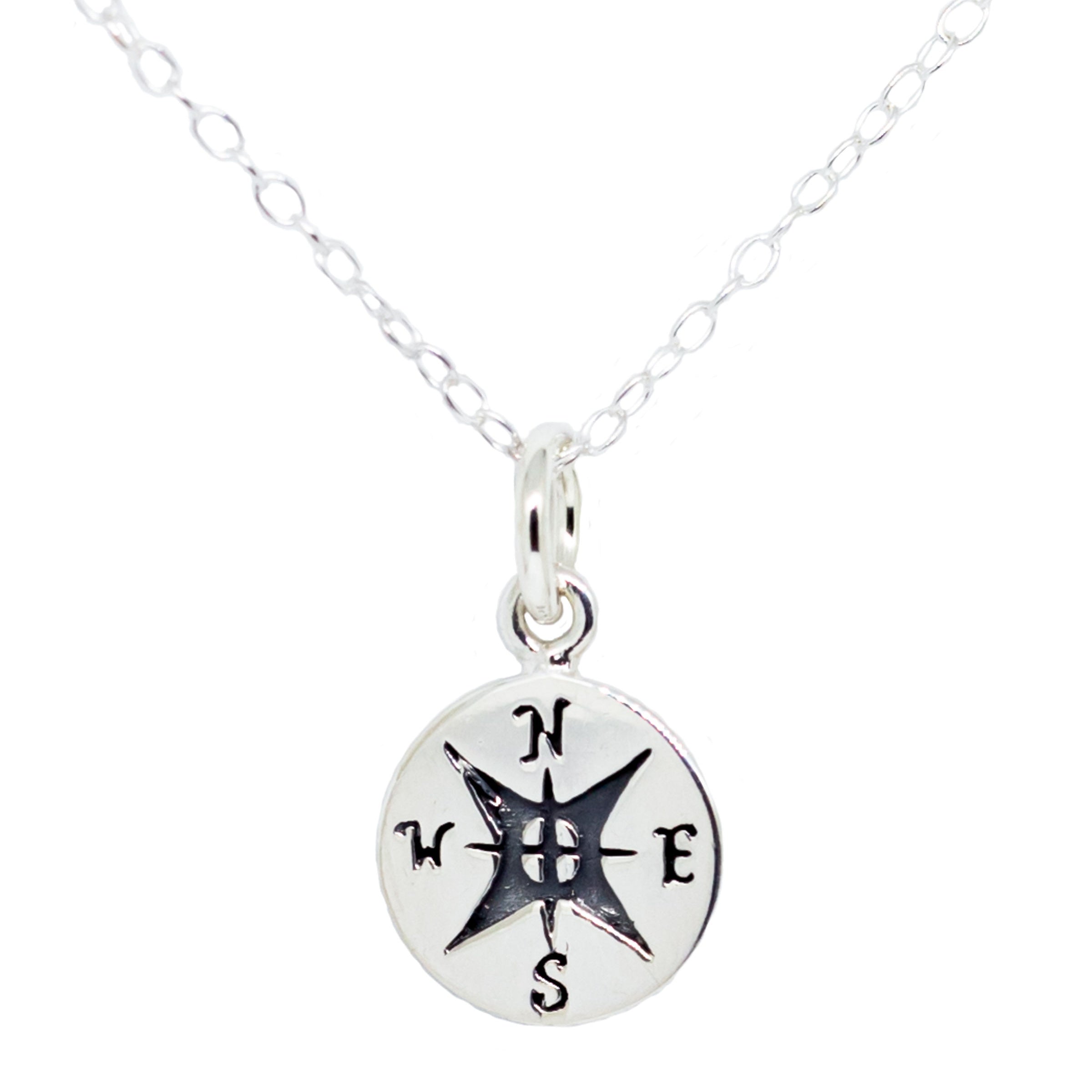 Sterling Silver Compass Necklace