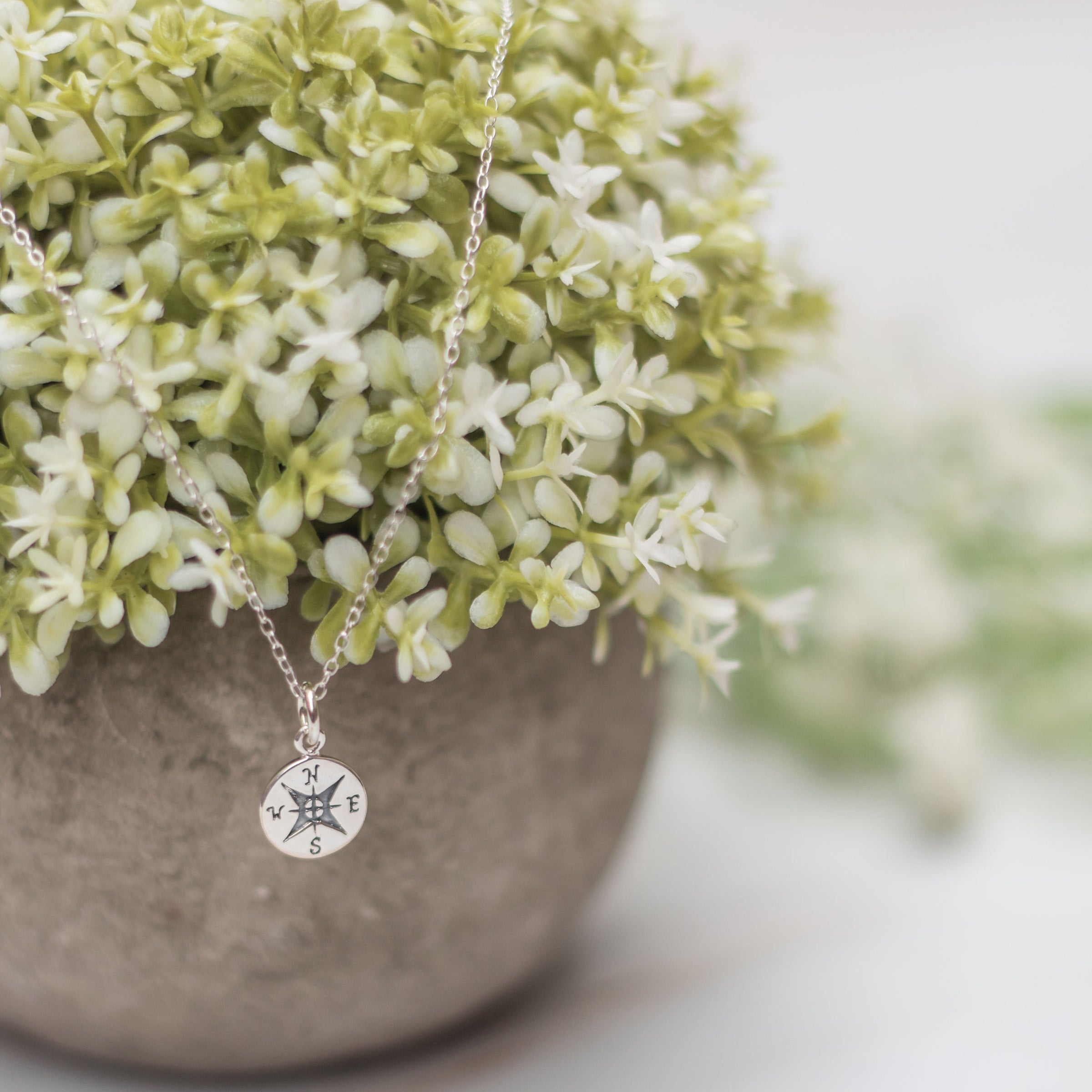 Sterling Silver Compass Necklace