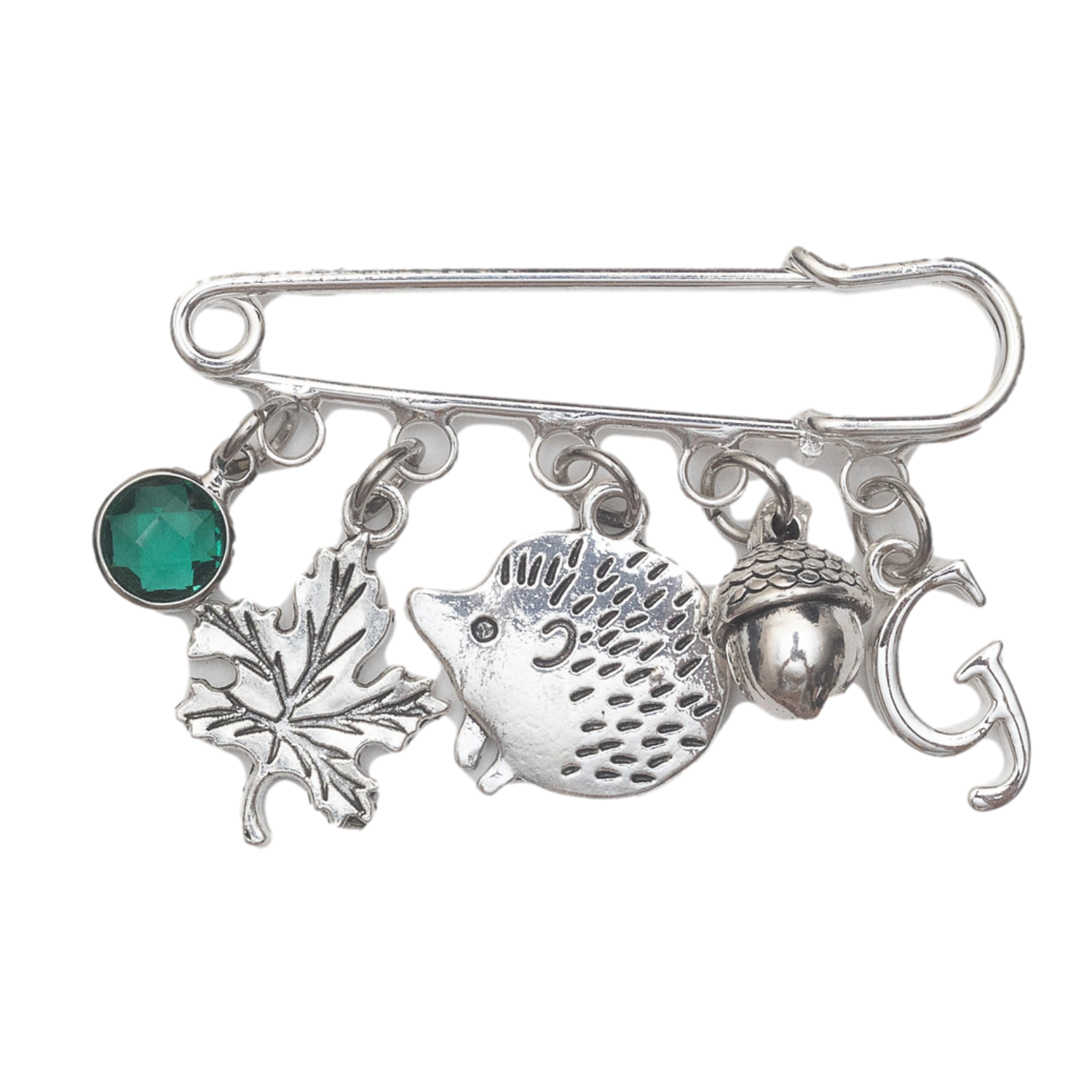 Personalised Autumn Hedgehog Acorn Brooch